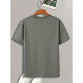 Men'S Stylish Lion Graphic T-Shirt - Brown with Golden Accent Design, Casual Summer Wear, Lightweight Polyester Fabric, Round Neck, Machine Washable, Casual Summer Top|Round Neck Shirt|Polyester Fabric