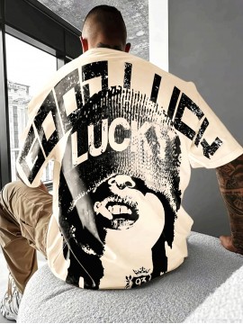 Men's Casual Graphic Print T-Shirt with Bold 