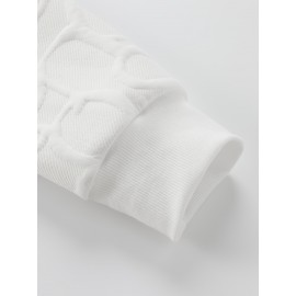 Men's Jacquard Design Crew Neck Sweatshirt, Casual Streetwear Pullover Basic Long-Sleeve T-Shirt Sportswear with Ribbed Hem, Long Sleeve T Shirts For Men