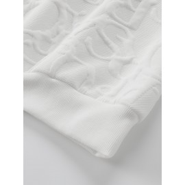 Men's Jacquard Design Crew Neck Sweatshirt, Casual Streetwear Pullover Basic Long-Sleeve T-Shirt Sportswear with Ribbed Hem, Long Sleeve T Shirts For Men