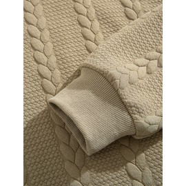 Jacquard Preppy Collared Neck Long Sleeve Embroidered Loose Fit Regular Length Knit Fabric Hoodie