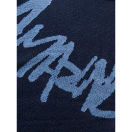 [Winter Streetwear Sweater] Autumn/Winter JNBLDA Men's Streetwear Casual Loose Fit Knit Sweater | Round Neck Long Sleeve Pullover with 'amani' Letter Print, Ribbed Cuffs & Hem