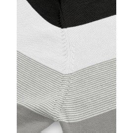 Men's Slim-Fit Casual Soft Commuter Knit Sweater - High Neck Long Sleeve with 1/4 Zipper, Navy & Light Grey Color Block Design for Autumn/Winter, Office & Casual Wear, Knitted Sweater, Comfortable Winter Wear