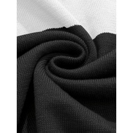 Men's Slim-Fit Casual Soft Commuter Knit Sweater - High Neck Long Sleeve with 1/4 Zipper, Navy & Light Grey Color Block Design for Autumn/Winter, Office & Casual Wear, Knitted Sweater, Comfortable Winter Wear