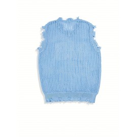 Men's & Women's Semi-Sheer Sleeveless V-Neck Sweater Vest - Korean/Japanese Streetwear Style, All-Season Layering Piece, Hand Washable Casual Jacket with Creative Director Lettering (No Belt) for Director Outfits & Everyday