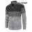 Men's Knitted High Collar Zip-Up Striped Casual Fleece-Lined Thick Sweater