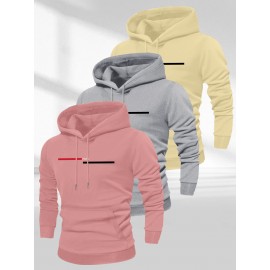 Men'S Casual Minimalist Style Hoodie, Paris Letter Print Men'S Long Sleeve Hoodie Three-Piece Set