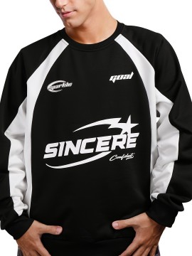 [Stylish Raglan Pullover for Spring] Men's Casual Letter Print Pullover - Stylish Long Sleeve T-Shirt with Raglan Design, Perfect for Spring & Fall